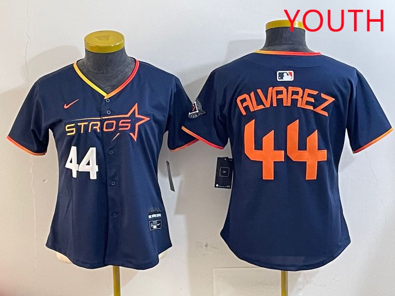 Youth Houston Astros #44 Alvarez Drak Blue Three generations Joint Name 2025 Nike MLB Jersey style 4101->youth mlb jersey->Youth Jersey